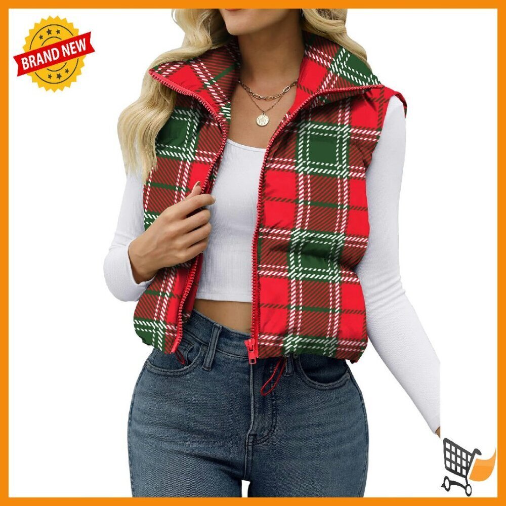 Women's Crop Puffer Vest Lightweight Sleeveless Jacket Winter Outerwear